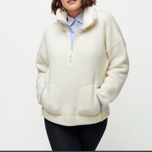Cream Sherpa Fleece 1/2 Zip Jacket